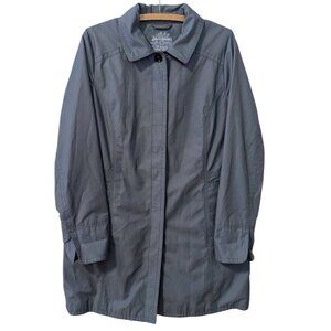 Eddie Bauer Trench Rain Coat Weatheredge Long Knee Length Blue Size Large